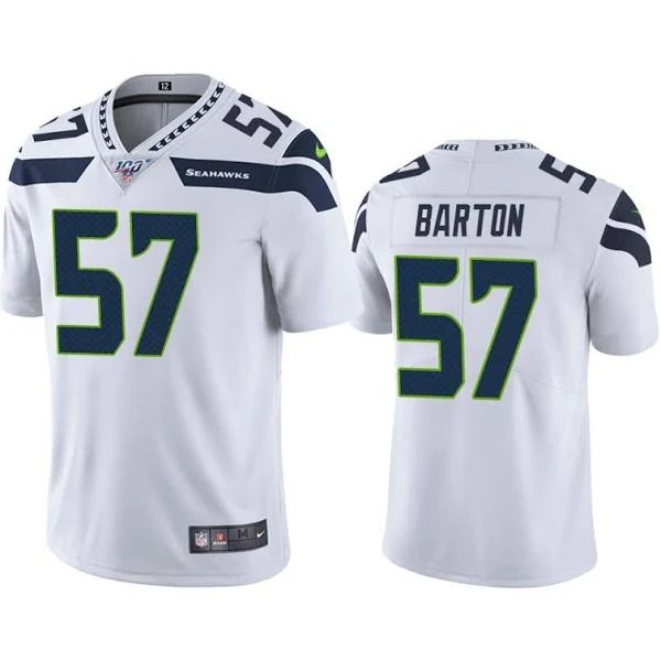 Men Seattle Seahawks #57 Cody Barton Nike White 100th Vapor Limited NFL Jersey